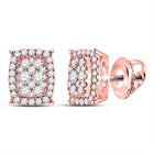 14kt Rose Gold Rectangular Cluster Diamond Earrings - A Dazzling Masterpiece  Top View from Splendid Jewellery