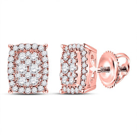 14kt Rose Gold Rectangular Cluster Diamond Earrings - A Dazzling Masterpiece  Top View from Splendid Jewellery
