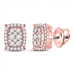 14kt Rose Gold Rectangular Cluster Diamond Earrings - A Dazzling Masterpiece - Splendid Jewellery