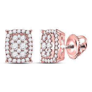 14kt Rose Gold Rectangular Cluster Diamond Earrings - A Dazzling Masterpiece - Splendid Jewellery