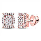 14kt Rose Gold Rectangular Cluster Diamond Earrings - A Dazzling Masterpiece - Splendid Jewellery