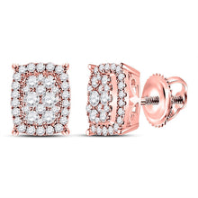 Load image into Gallery viewer, 14kt Rose Gold Rectangular Cluster Diamond Earrings - A Dazzling Masterpiece - Splendid Jewellery
