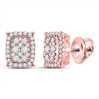 14kt Rose Gold Rectangular Cluster Diamond Earrings - A Dazzling Masterpiece - Splendid Jewellery