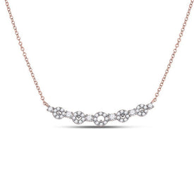 14kt Rose Gold Sparkling Circle Diamond Bar Necklace - Splendid Jewellery