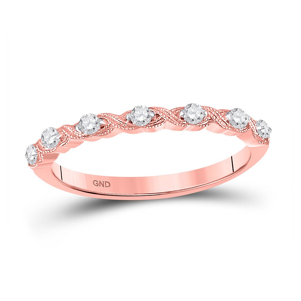 14kt Rose Gold Sparkling Diamond XOXO Stackable Band Ring - Splendid Jewellery