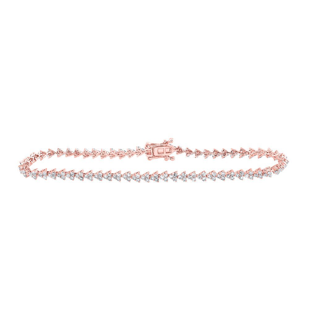 14kt Rose Gold Sparkling Round Diamond Tennis Bracelet - 1 - 7/8 Cttw - Splendid Jewellery