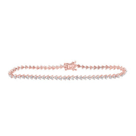 14kt Rose Gold Sparkling Round Diamond Tennis Bracelet - 1 - 7/8 Cttw - Splendid Jewellery
