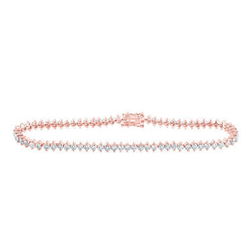 14kt Rose Gold Sparkling Round Diamond Tennis Bracelet - 3 - 1/4 Carat Total Weight - Splendid Jewellery