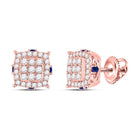 14kt Rose Gold Square Diamond and Blue Sapphire Earrings: A Mesmerizing Blend of Elegance and Charm - Splendid Jewellery