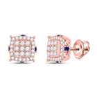 14kt Rose Gold Square Diamond and Blue Sapphire Earrings: A Mesmerizing Blend of Elegance and Charm - Splendid Jewellery