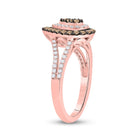 14kt Rose Gold Teardrop Brown Diamond Cluster Ring - A Mesmerizing Delight - Side View