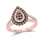 14kt Rose Gold Teardrop Brown Diamond Cluster Ring - A Mesmerizing Delight - Splendid Jewellery
