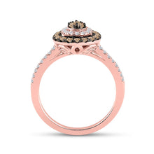Load image into Gallery viewer, 14kt Rose Gold Teardrop Brown Diamond Cluster Ring - A Mesmerizing Delight - Second Side View