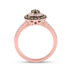 14kt Rose Gold Teardrop Brown Diamond Cluster Ring - A Mesmerizing Delight - Splendid Jewellery