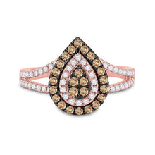 Load image into Gallery viewer, 14kt Rose Gold Teardrop Brown Diamond Cluster Ring - A Mesmerizing Delight - Splendid Jewellery