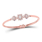 14kt Rose Gold Triple Cluster Diamond Bangle Bracelet - Stunning Brilliance - Splendid Jewellery