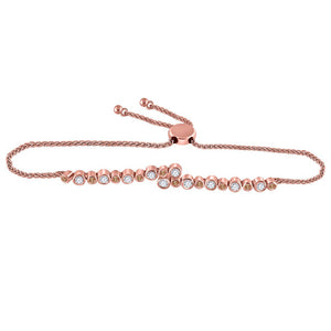 14kt Rose Gold Women's Round Brown Diamond Alternating Bypass Bolo Bracelet - 1/2 Cttw | Splendid Jewellery - Splendid Jewellery