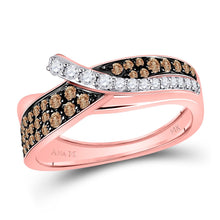 Load image into Gallery viewer, 14kt Rose Gold Women&#39;s Round Brown Diamond Band Ring: A Captivating Beauty - Top View