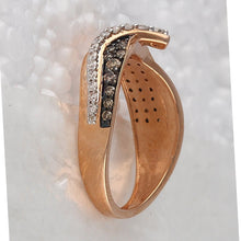 Load image into Gallery viewer, 14kt Rose Gold Women&#39;s Round Brown Diamond Band Ring: A Captivating Beauty - Side View