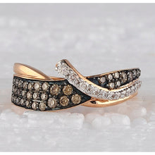 Load image into Gallery viewer, 14kt Rose Gold Women&#39;s Round Brown Diamond Band Ring: A Captivating Beauty - Front View