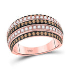 14kt Rose Gold Women's Round Brown Diamond Stripe Band Ring 1 Cttw | Luxurious Elegance Collection - Splendid Jewellery