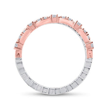Load image into Gallery viewer, 14kt Tri-Tone Gold Diamond Convertible Stackable Band Ring: A Mesmerizing Statement of Elegance - Second Side View