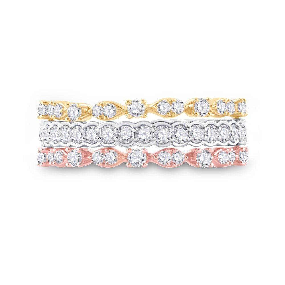 14kt Tri - Tone Gold Diamond Convertible Stackable Band Ring: A Mesmerizing Statement of Elegance - Splendid Jewellery