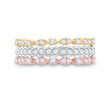Load image into Gallery viewer, 14kt Tri - Tone Gold Diamond Convertible Stackable Band Ring: A Mesmerizing Statement of Elegance - Splendid Jewellery