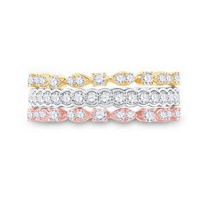 14kt Tri - Tone Gold Diamond Convertible Stackable Band Ring: A Mesmerizing Statement of Elegance - Splendid Jewellery