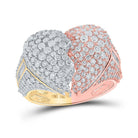 14kt Tri - Tone Gold Men's Round Diamond Broken Heart Ring - A Captivating Symbol of Love and Style - Splendid Jewellery