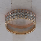 14kt Tri-Tone Gold Triple Row Diamond Band Ring - Top View