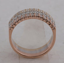 Load image into Gallery viewer, 14kt Tri-Tone Gold Triple Row Diamond Band Ring - Second Side View