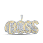 14kt Two - tone Gold Baguette and Round Diamond Charm Pendant for Men - 3 Cttw - Splendid Jewellery