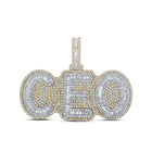 14kt Two - tone Gold Baguette Diamond CEO Charm Pendant - 5 Cttw - Splendid Jewellery