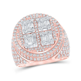14kt Two - tone Gold Baguette Diamond Circle Men's Ring - 3 - 7/8 Cttw - Splendid Jewellery