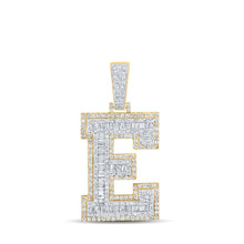 Load image into Gallery viewer, 14kt Two - tone Gold Baguette Diamond E Initial Pendant for Men | 2 Cttw | Splendid Jewellery - Splendid Jewellery