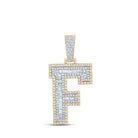 14kt Two - tone Gold Baguette Diamond F Initial Charm Pendant - 1 - 1/2 Cttw - Splendid Jewellery