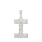 14kt Two - tone Gold Baguette Diamond I Initial Charm Pendant for Men - 1 - 3/4 Cttw | Splendid Jewellery - Splendid Jewellery