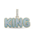 14kt Two - tone Gold Baguette Diamond KING Charm Pendant - 3 - 1/2 Cttw - Splendid Jewellery