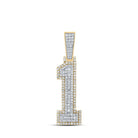 14kt Two - tone Gold Baguette Diamond Number 1 Charm Pendant - 1 Cttw - Splendid Jewellery