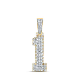 14kt Two - tone Gold Baguette Diamond Number 1 Charm Pendant - 1 Cttw - Splendid Jewellery