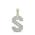 14kt Two - tone Gold Baguette Diamond S Initial Pendant - 1 - 3/4 Cttw - Splendid Jewellery