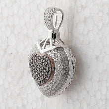 Load image into Gallery viewer, 14kt Two-tone Gold Brown Diamond Heart &amp; Love Symbol Pendant - Side View
