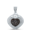 14kt Two-tone Gold Brown Diamond Heart & Love Symbol Pendant - Top View