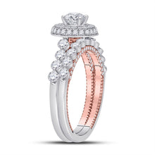 Load image into Gallery viewer, 14kt Two - tone Gold Diamond and Sapphire Bridal Wedding Ring Band Set - Splendid Jewellery