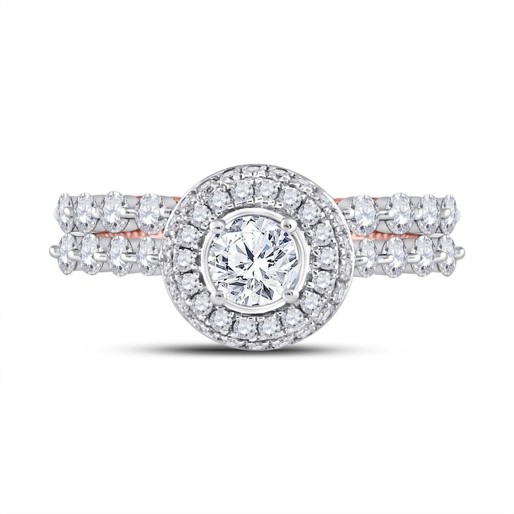 14kt Two - tone Gold Diamond and Sapphire Bridal Wedding Ring Band Set - Splendid Jewellery