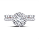 14kt Two - tone Gold Diamond and Sapphire Bridal Wedding Ring Band Set - Splendid Jewellery