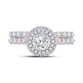 14kt Two - tone Gold Diamond and Sapphire Bridal Wedding Ring Band Set - Splendid Jewellery