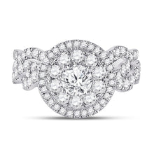 Load image into Gallery viewer, 14kt Two-tone Gold Diamond and Sapphire Wedding Ring Band Set - Eternal Elegance - Front View