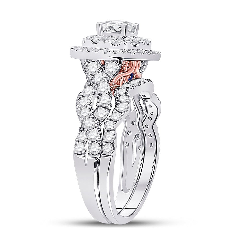 14kt Two - tone Gold Diamond and Sapphire Wedding Ring Band Set - Eternal Elegance - Splendid Jewellery